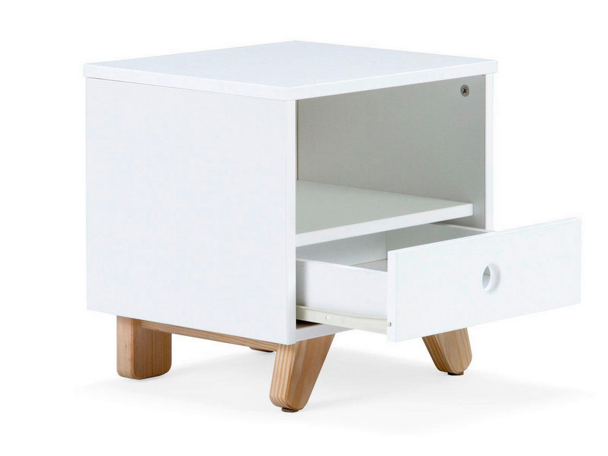 NACHTKÄSTCHEN 40/40/35 cm  in Weiß  - Weiß/Naturfarben, Design, Holz/Holzwerkstoff (40/40/35cm) - Livetastic