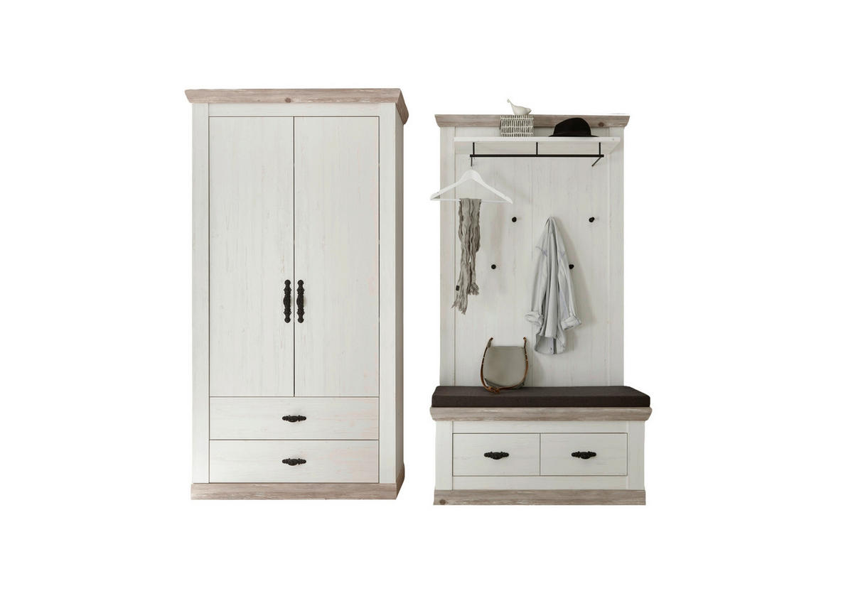 GARDEROBE 3-teilig  in 224/201/45 cm  - Hellbraun/Pinienfarben, Design, Holzwerkstoff (224/201/45cm) - MID.YOU