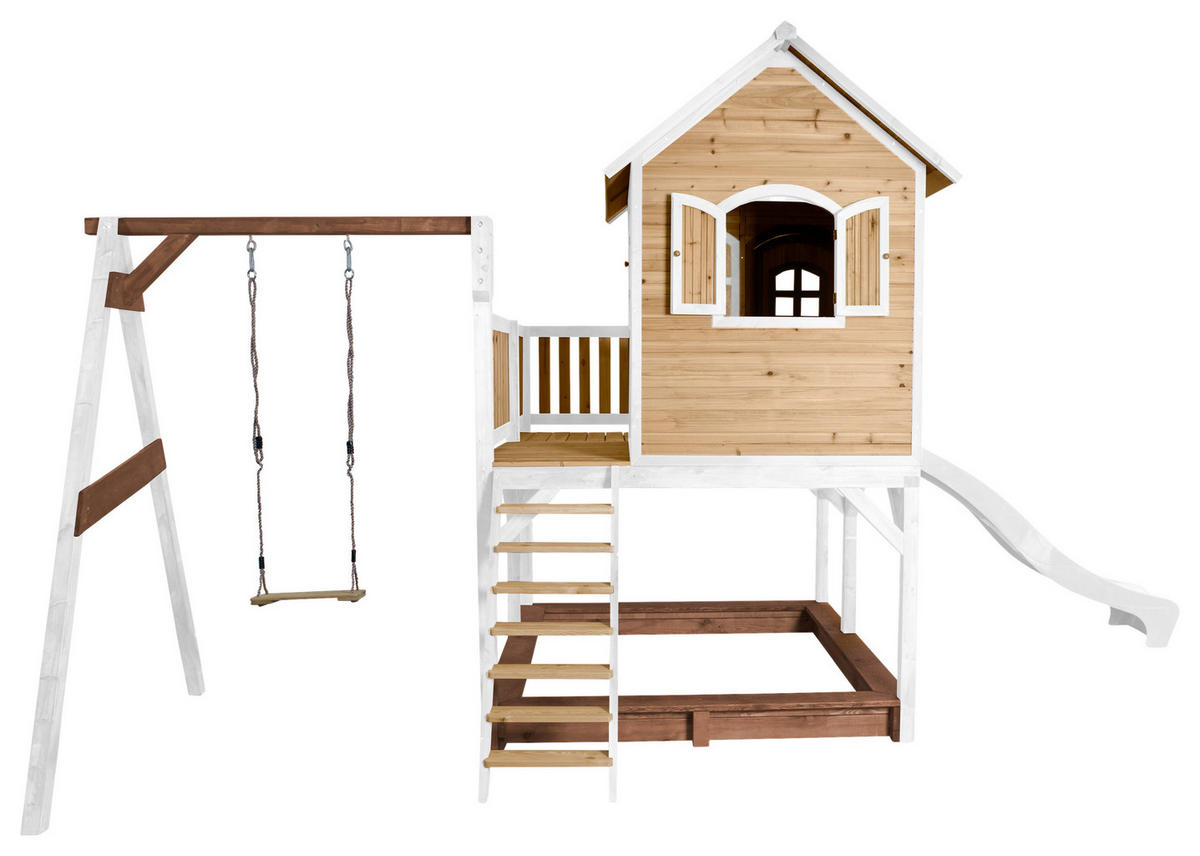 SPIELTURM 541/291/277 cm  - Braun/Weiß, KONVENTIONELL, Holz/Kunststoff (541/291/277cm) - Ambia Garden