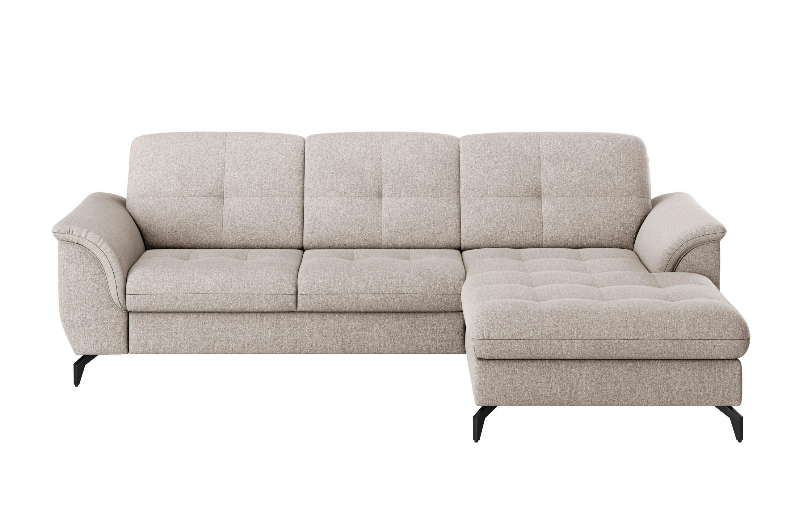 ECKSOFA in Flachgewebe Greige  - Greige/Schwarz, Modern, Textil/Metall (262/164cm) - Sit & More