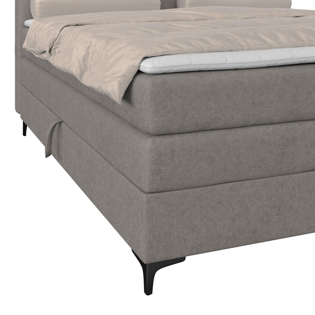 BOXSPRINGBETT 200/200 cm,  in Taupe, H3 = fest  - Taupe/Schwarz, KONVENTIONELL, Kunststoff/Textil (200/200cm)