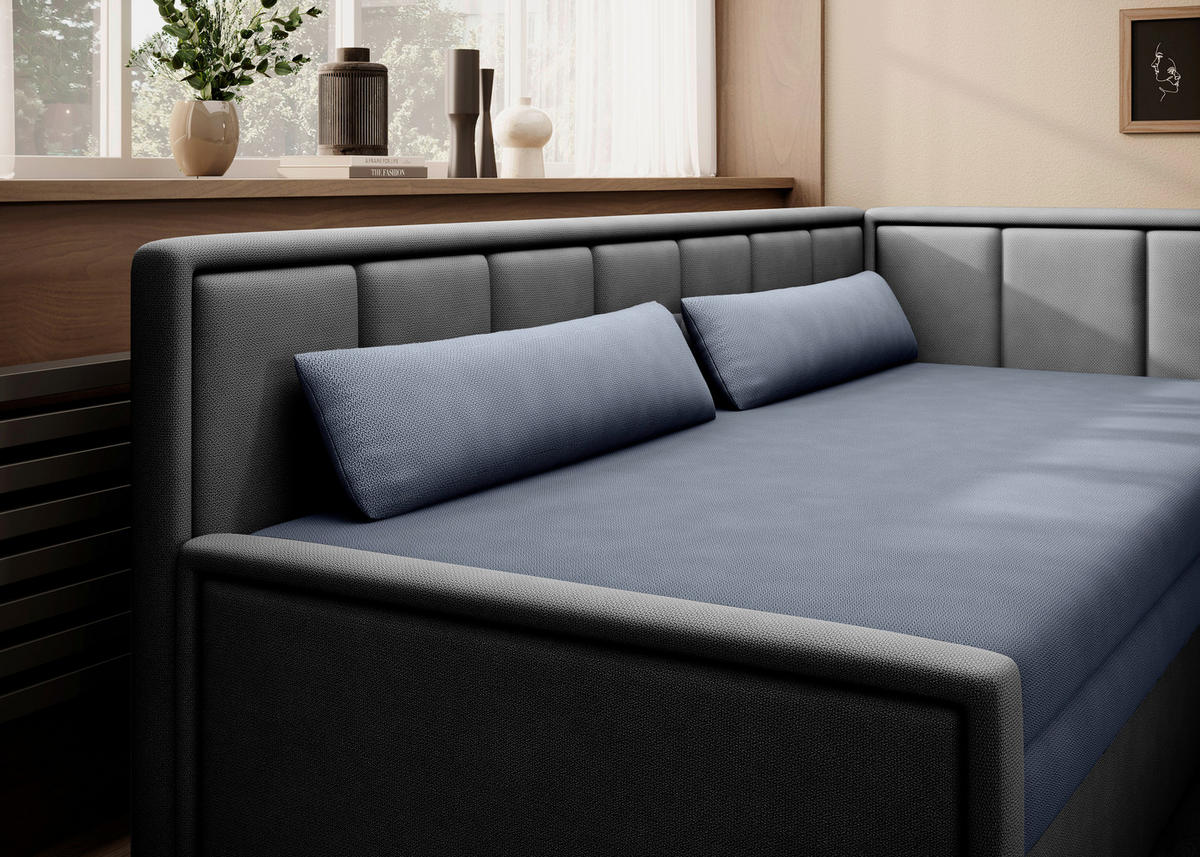 RÉCAMIERE in Chenille Anthrazit, Blau  - Blau/Anthrazit, Design, Kunststoff/Textil (214/77/82cm) - MID.YOU
