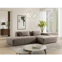 ECKSOFA BILLUND Cappuccino Cord Nierenkissen  - Schwarz/Cappuccino, KONVENTIONELL, Kunststoff/Textil (294/165cm) - Livetastic