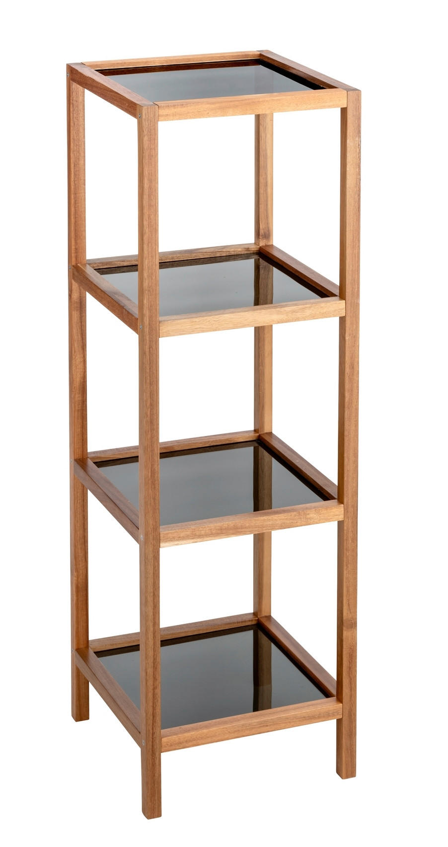 BADEZIMMERREGAL 36/112/36 cm  - Schwarz/Akaziefarben, Natur, Glas/Holz (36/112/36cm) - Wenko