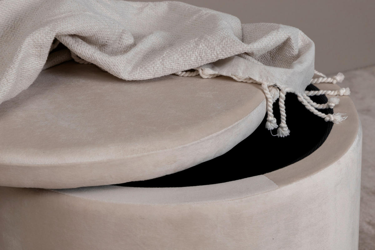 SITTPUFF i  - beige, Design, textil/plast (51/43/51cm) - Livetastic