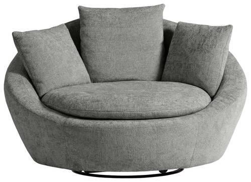 SESSEL in Chenille, Webstoff Dunkelgrau  - Dunkelgrau/Silberfarben, Modern, Kunststoff/Textil (130/80/112cm) - Trendmanufaktur