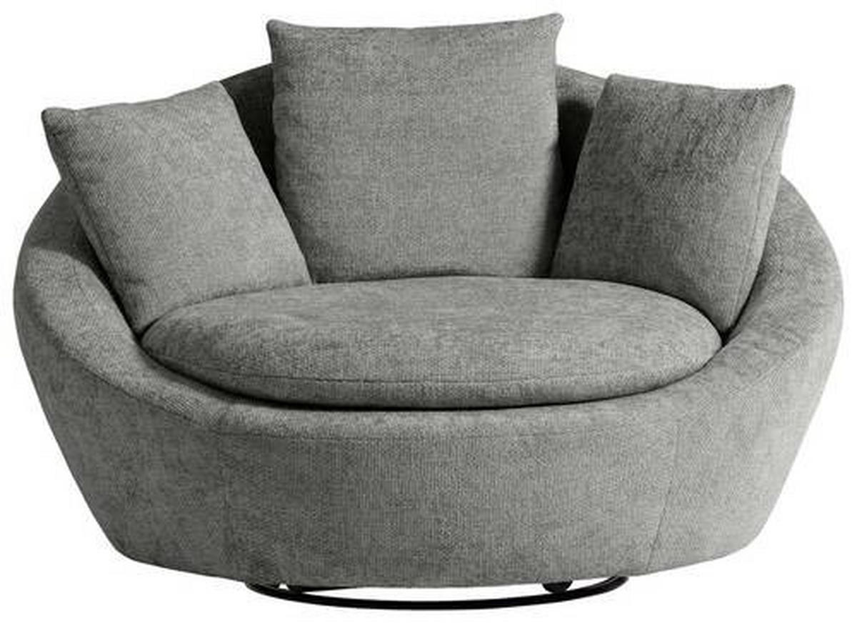 SESSEL in Chenille, Webstoff Dunkelgrau  - Dunkelgrau/Silberfarben, Modern, Kunststoff/Textil (130/80/112cm) - Trendmanufaktur