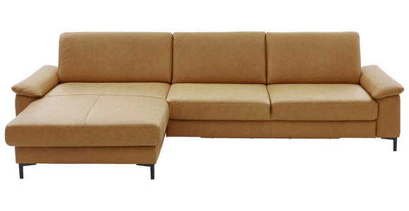 ECKSOFA  in Echtleder Currygelb  176/334 cm  - Currygelb/Schwarz, Design, Leder/Metall (176/334cm) - Dieter Knoll