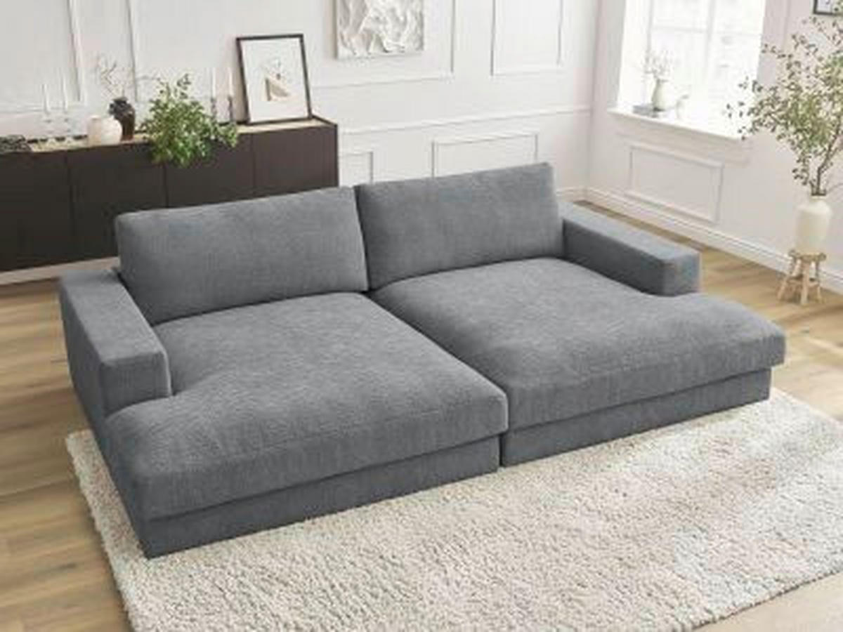 BIGSOFA LEONARD Struktur Dunkelgrau  - Dunkelgrau/Schwarz, MODERN, Kunststoff/Textil (274/77/159cm)