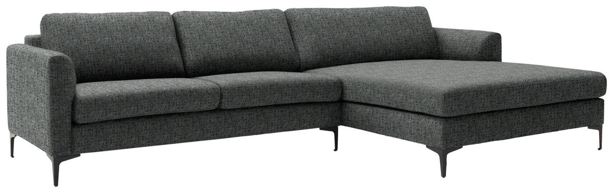 ECKSOFA in Flachgewebe Anthrazit  310/195 cm  - Anthrazit/Schwarz, Design, Textil/Metall (310/195cm) - Schöner Wohnen