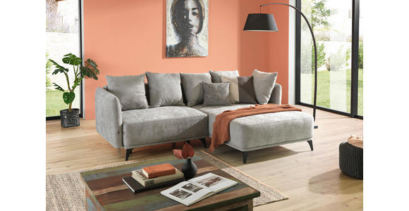 ECKSOFA in Chenille Grau  255/172 cm  - Schwarz/Grau, LIFESTYLE, Textil/Metall (255/172cm) - Carryhome