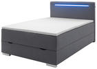 BOXSPRINGBETT 140/200 cm  in Anthrazit  - Anthrazit/Silberfarben, MODERN, Kunststoff/Textil (140/200cm) - Livetastic