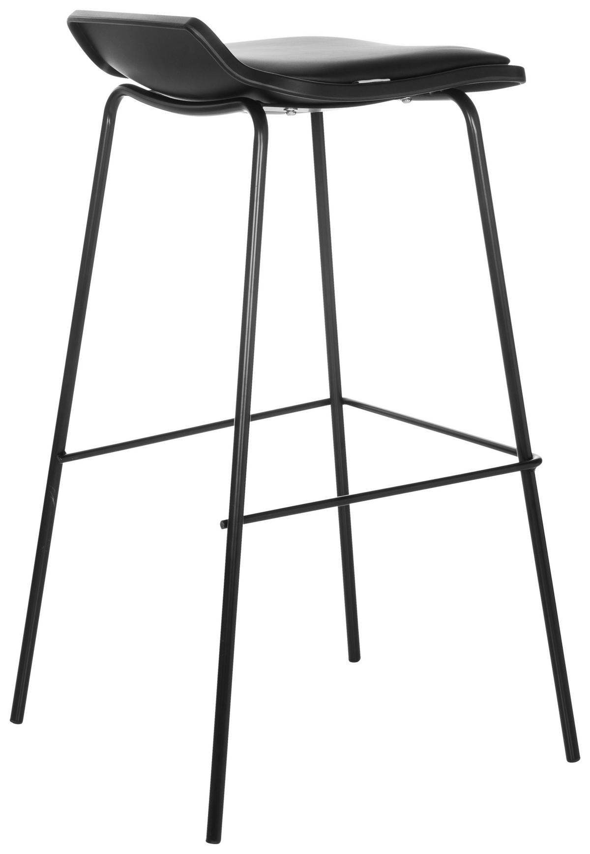 BARHOCKER Lederlook Schwarz stapelbar, abwischbar  - Schwarz, Basics, Textil/Metall (47/82/49cm) - MID.YOU