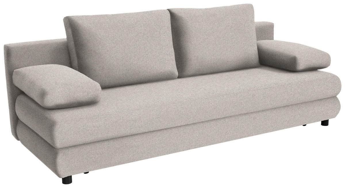 SCHLAFSOFA Webstoff Grau  - Schwarz/Grau, Design, Kunststoff/Textil (197/77/81cm) - home24