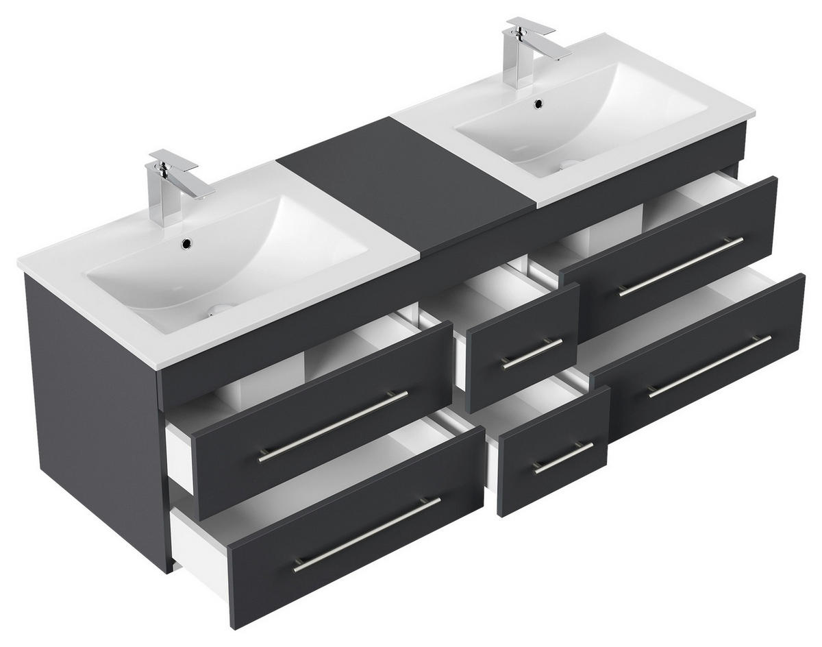 WASCHTISCHKOMBI 153 cm  - Graphitfarben/Weiß, Basics, Keramik/Holzwerkstoff (153cm) - MID.YOU