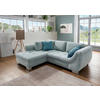 ECKSOFA in Cord Blau  - Blau/Silberfarben, Design, Holz/Textil (190/250cm) - MID.YOU
