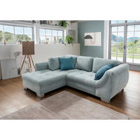 ECKSOFA in Cord Blau  - Blau/Silberfarben, Design, Holz/Textil (190/250cm) - MID.YOU