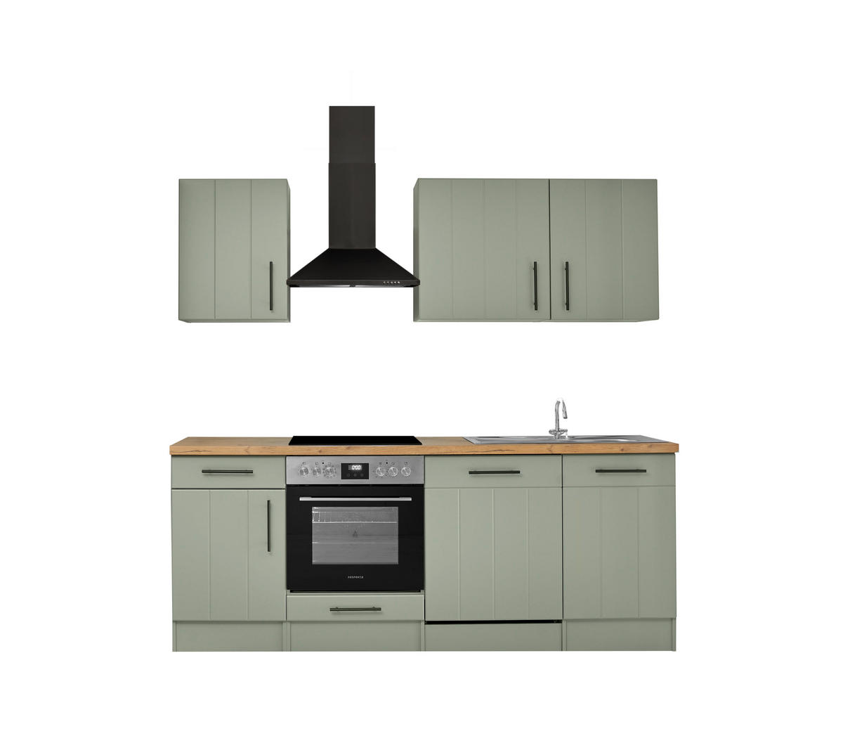 KÜCHENBLOCK 220 cm   in Wildeiche, Schilfgrün  - Schilfgrün/Wildeiche, Trend, Holzwerkstoff/Metall (220cm) - Respekta