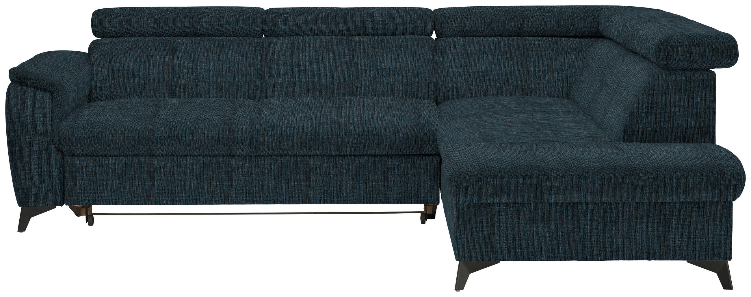 ECKSOFA in Flachgewebe Dunkelblau  - Schwarz/Dunkelblau, Design, Textil/Metall (260/203cm) - Stylife