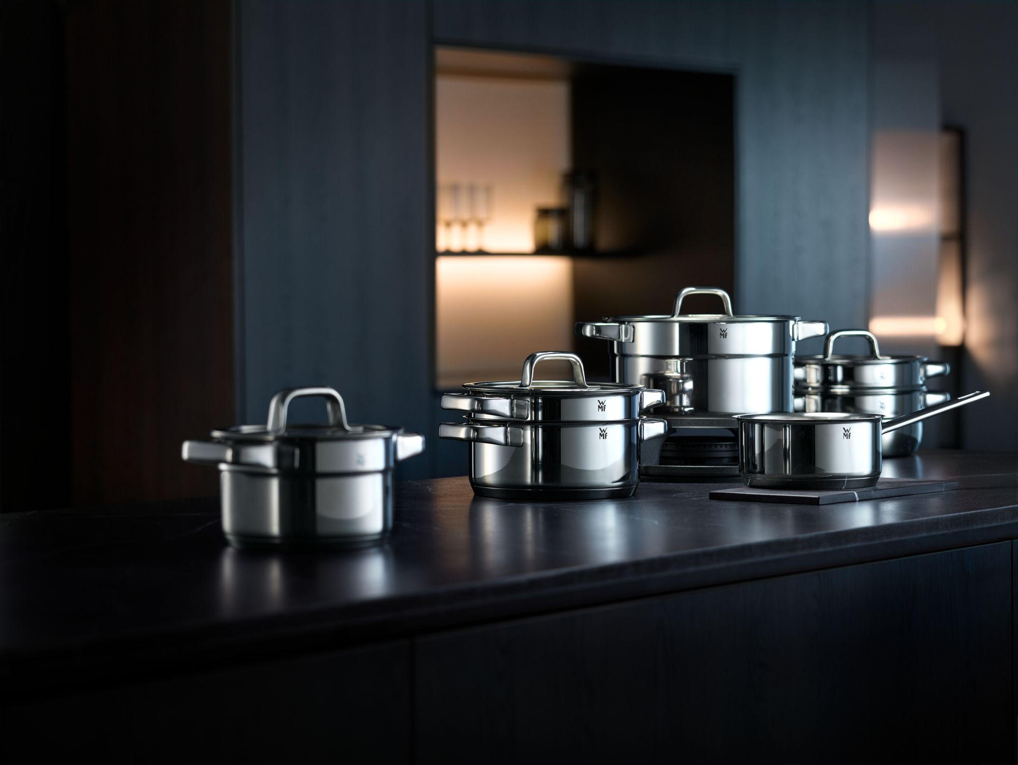 KOCHTOPFSET COMPACT CUISINE 5-teilig  - Edelstahlfarben, Design, Glas/Metall - WMF
