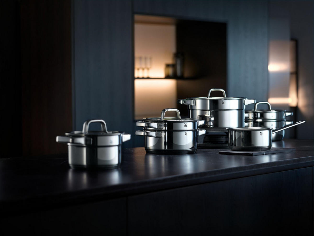 KOCHTOPFSET COMPACT CUISINE 5-teilig  - Edelstahlfarben, Design, Glas/Metall - WMF