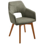 ARMLEHNSTUHL  Stoffauswahl Webstoff  - Eichefarben/Olivgrün, Design, Holz/Textil (57/84/57cm) - Voleo