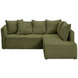 ECKSOFA  in Chenille Olivgrün  - Schwarz/Olivgrün, KONVENTIONELL, Kunststoff/Textil (233/193cm) - Carryhome