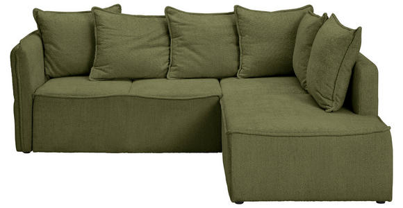 ECKSOFA  in Chenille Olivgrün  - Schwarz/Olivgrün, KONVENTIONELL, Kunststoff/Textil (233/193cm) - Carryhome