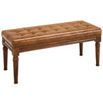 SITZBANK 110/45/45 cm Echtleder Braun, Walnussfarben Mangoholz massiv  - Walnussfarben/Braun, LIFESTYLE, Leder/Holz (110/45/45cm) - Landscape