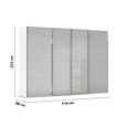 SCHWEBETÜRENSCHRANK 316/223/68 cm 4-türig Weiß, Hellgrau  - Chromfarben/Hellgrau, Design, Glas/Holzwerkstoff (316/223/68cm) - Novel