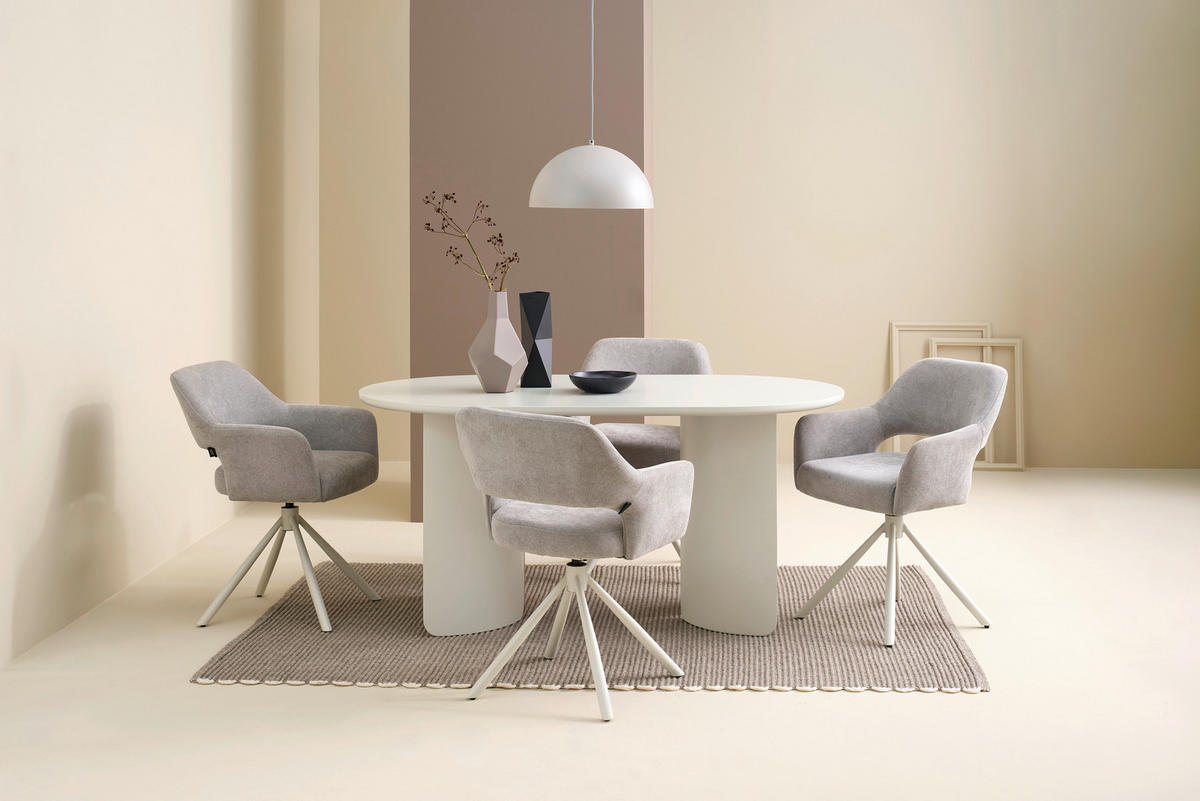 ESSTISCH 160/90/76 cm Nachbildung  Holzwerkstoff oval Seidengrau  - Seidengrau, MODERN, Holzwerkstoff (160/90/76cm) - Schöner Wohnen