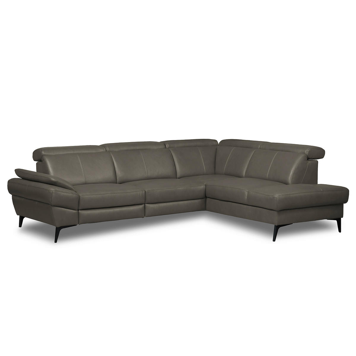 ECKSOFA Lederlook Echtleder Schlammfarben  - Schlammfarben/Schwarz, Design, Leder/Textil (264/211cm) - Livetastic