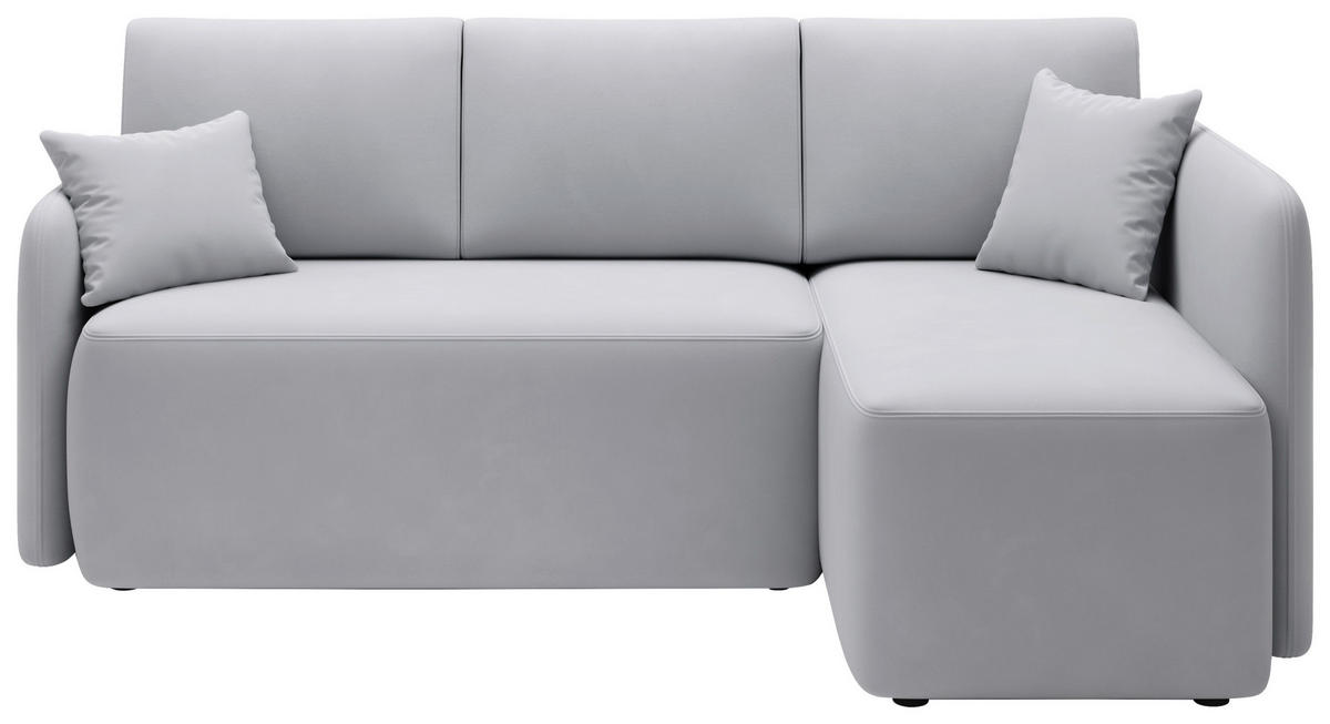 ECKSOFA Plüsch Hellgrau  - Hellgrau/Schwarz, Design, Kunststoff/Textil (206/150cm) - P & B