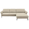 ECKSOFA in Velours Creme  - Creme/Schwarz, Design, Textil/Metall (306/179cm) - Beldomo System