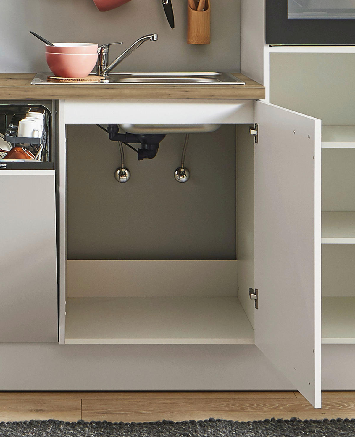 KÜCHENBLOCK PN 80 280 cm  in Eichefarben, Kaschmir  - Kaschmir/Eichefarben, Design, Holzwerkstoff/Metall (280cm) - Pino