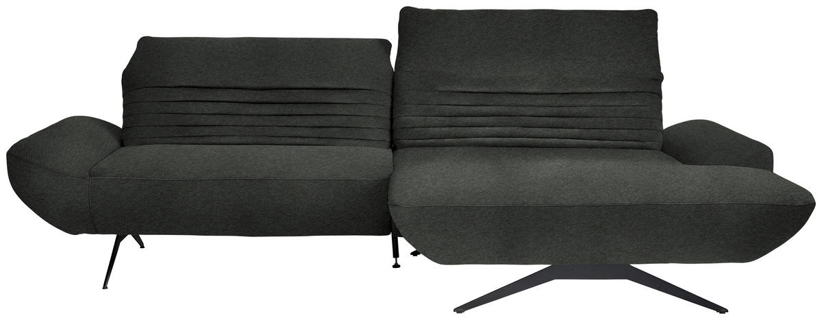 ECKSOFA  in Teddystoff Anthrazit  280/170-195 cm  - Anthrazit/Schwarz, Design, Textil/Metall (280/170-195cm) - Dieter Knoll