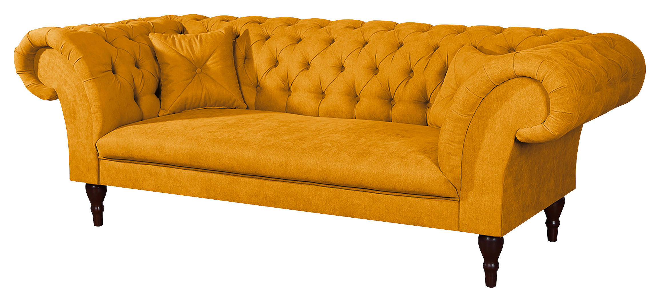 3-SITZER-SOFA Mikrofaser Senfgelb  - Senfgelb/Braun, Design, Holz/Textil (232/79/97cm) - Livetastic