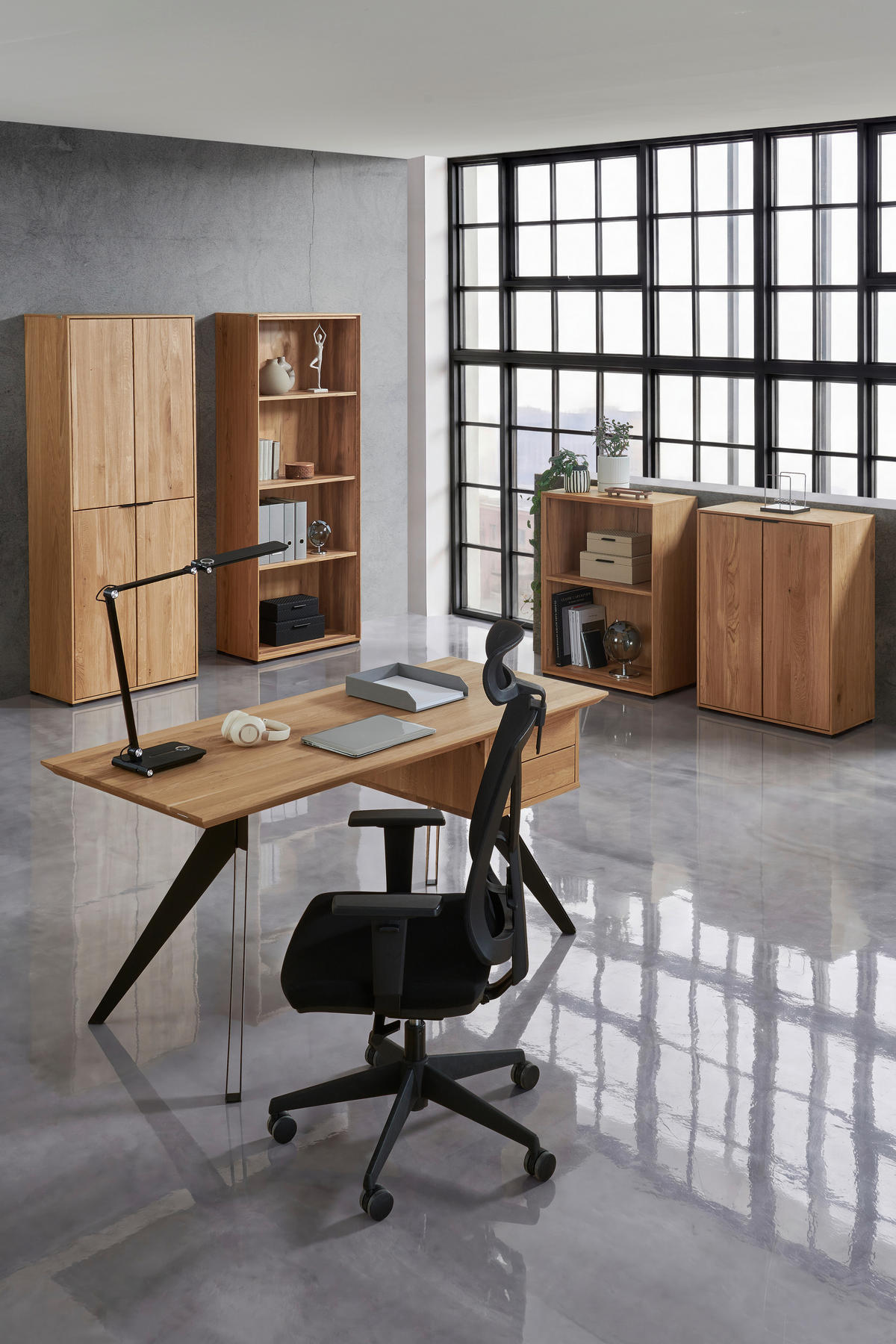 SCHREIBTISCH 160/70/75 cm  in Wildeiche  - Wildeiche/Schwarz, Natur, Holz/Metall (160/70/75cm) - Linea Natura