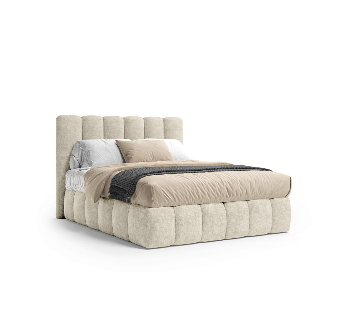 BOXSPRINGBETT 140/200 cm,  in Beige, Matratze, H3 + H4 = fest + sehr fest  - Beige/Schwarz, Modern, Holz/Holzwerkstoff (140/200cm) - MID.YOU