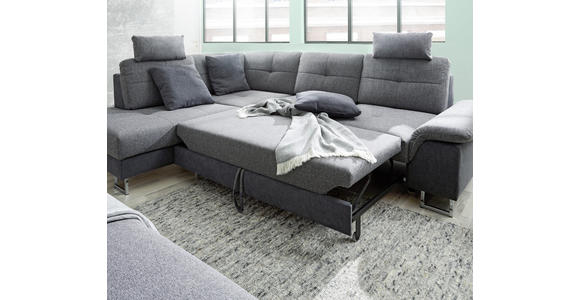 ECKSOFA in Flachgewebe Braun  - Chromfarben/Braun, Design, Textil/Metall (296/229cm) - Novel