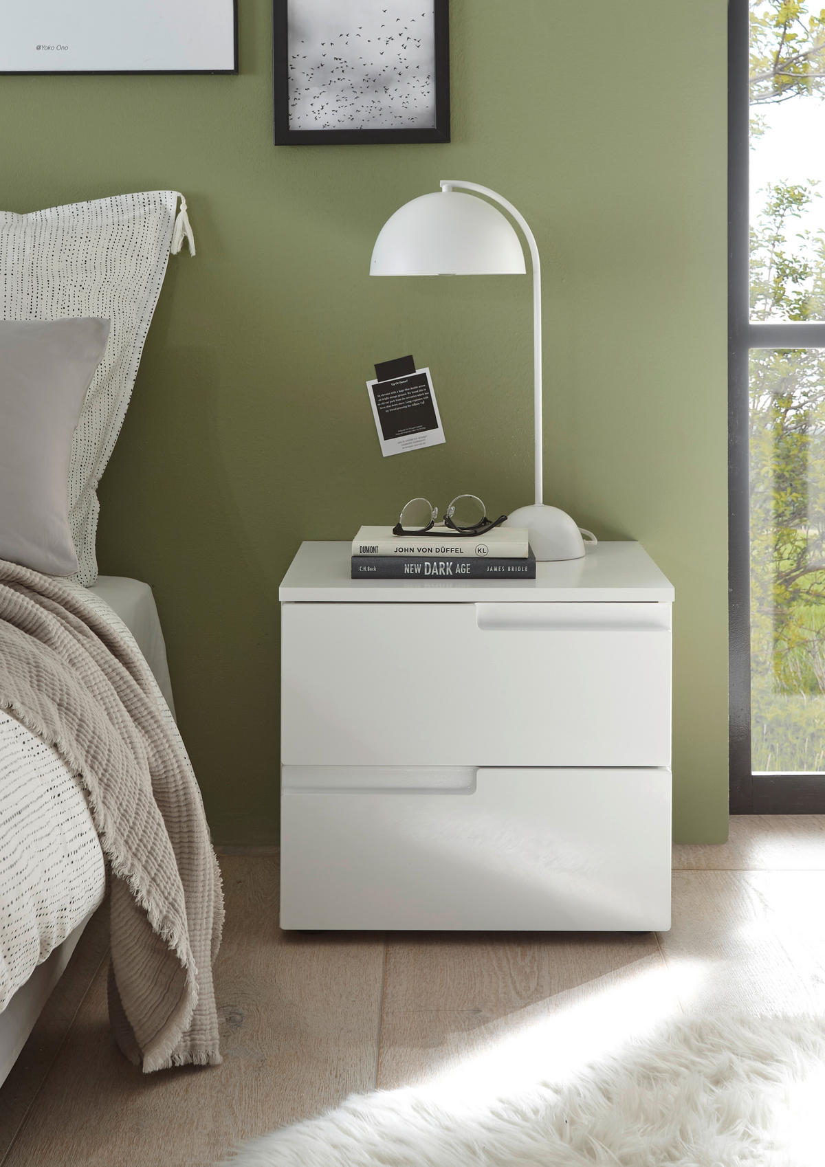 NACHTSCHRANK  - Weiß Hochglanz/Schwarz, MODERN, Holzwerkstoff/Kunststoff (46,2/41,7/40cm)