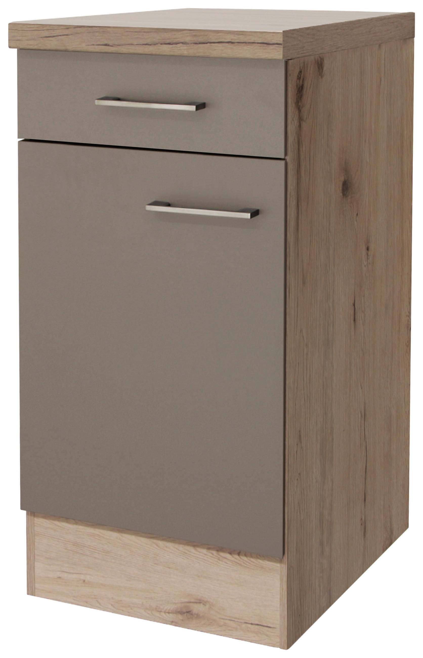 KÜCHENUNTERSCHRANK 40/86/57 cm  in Champagner, Eiche San Remo  - Champagner/Edelstahlfarben, MODERN, Holzwerkstoff/Metall (40/86/57cm) - FlexWell