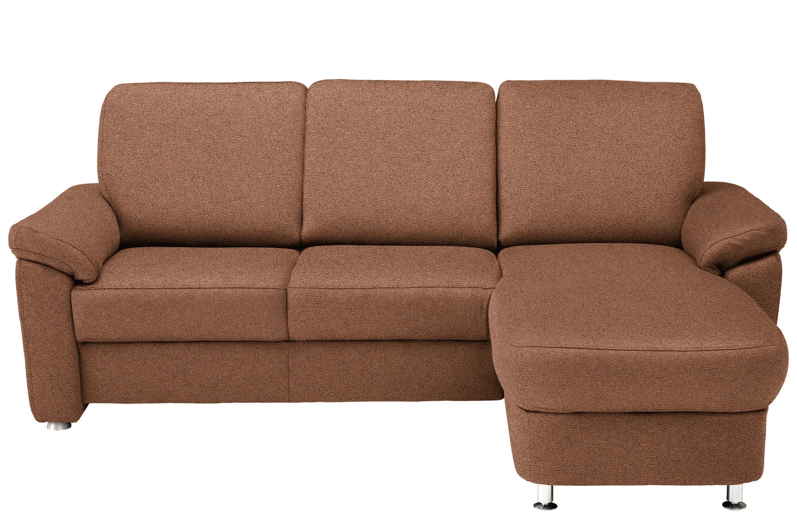 ECKSOFA in Flachgewebe Braun  - Chromfarben/Braun, Konventionell, Textil/Metall (250/163cm) - Beldomo System