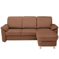 ECKSOFA in Flachgewebe Braun  - Chromfarben/Braun, Konventionell, Textil/Metall (250/163cm) - Beldomo System