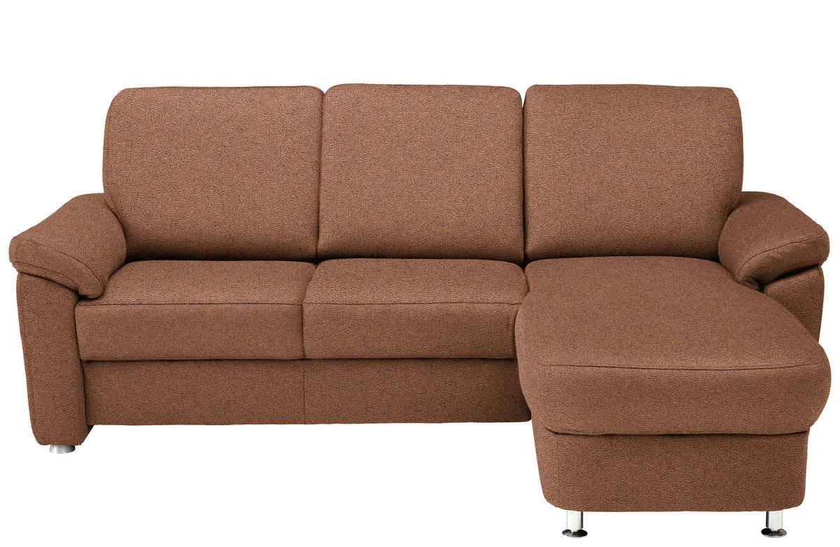 ECKSOFA in Flachgewebe Braun  - Chromfarben/Braun, Konventionell, Textil/Metall (250/163cm) - Beldomo System