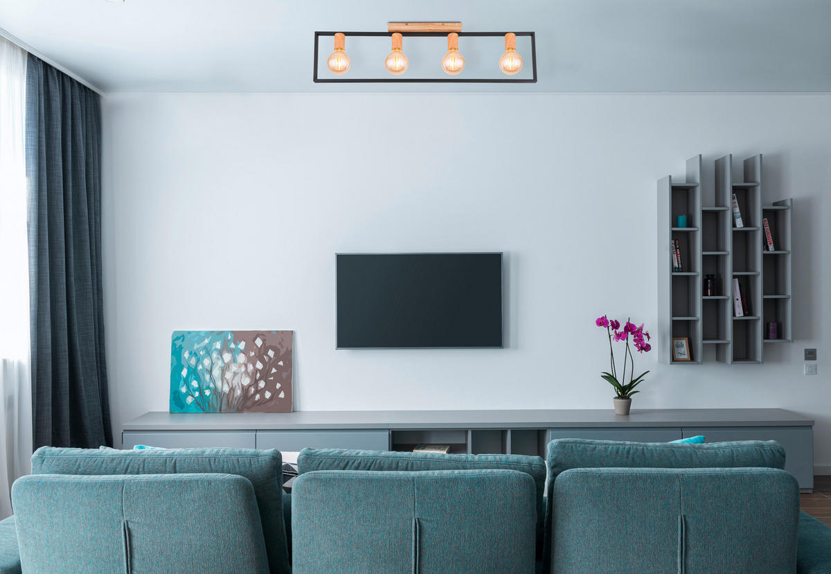 DECKENLEUCHTE    90/6,5/26 cm  - Schwarz/Braun, Konventionell, Holz/Metall (90/6,5/26cm) - Globo