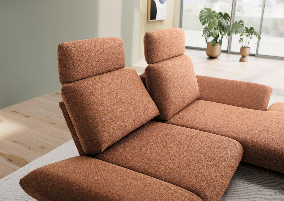 ECKSOFA Cognac Flachgewebe  - Cognac/Schwarz, Design, Textil/Metall (234/155cm) - Dieter Knoll
