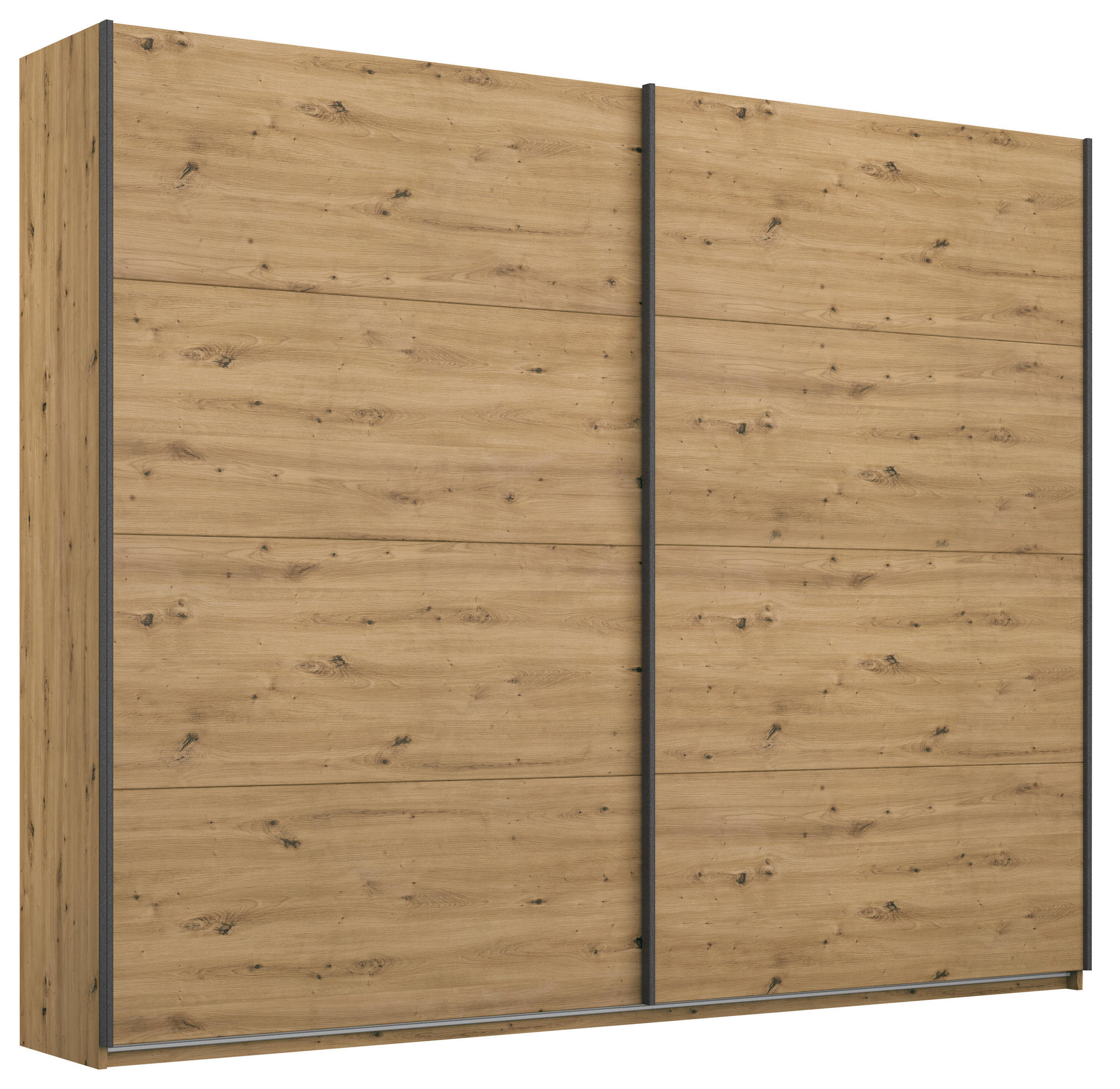 SCHWEBETÜRENSCHRANK 226/210/62 cm 2-türig Eiche Artisan  - Eiche Artisan/Grau, MODERN, Holzwerkstoff/Metall (226/210/62cm) - Rauch Möbel