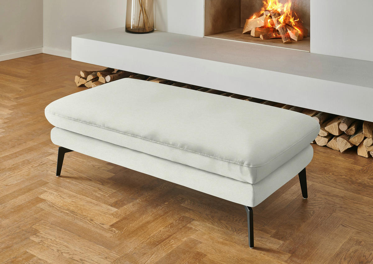 WOHNLANDSCHAFT  in Chenille, Flachgewebe Weiß  - Schwarz/Weiß, Design, Textil/Metall (180/344/208cm) - Dieter Knoll