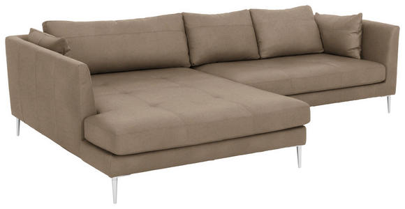 WOHNLANDSCHAFT in Leder Grau - Chromfarben/Grau, Design, Leder (180/280cm) - Voleo